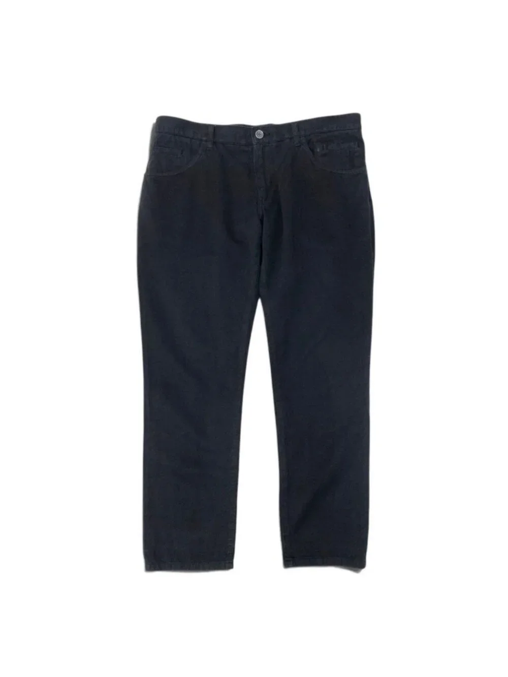 Dolce & Gabbana Chinos Cotton Linen Blend Tapered Pants Logo Plate 50 Black
